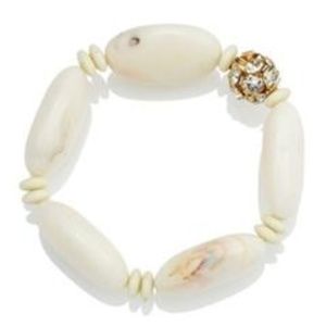 LEE ANGEL Marbled Ivory Rhinestone Bracelet